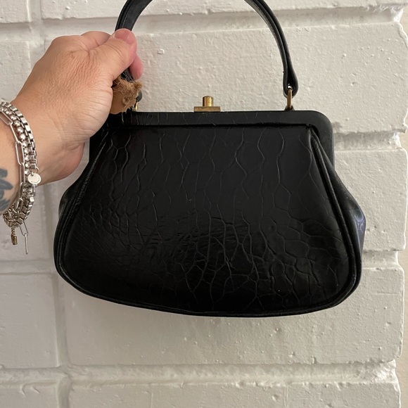 Vintage black mini Handbag with mirror - Picture 3 of 6